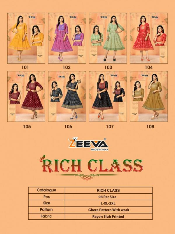 Zeeva Rich Class Rayon Designer Anarkali Kurti collection